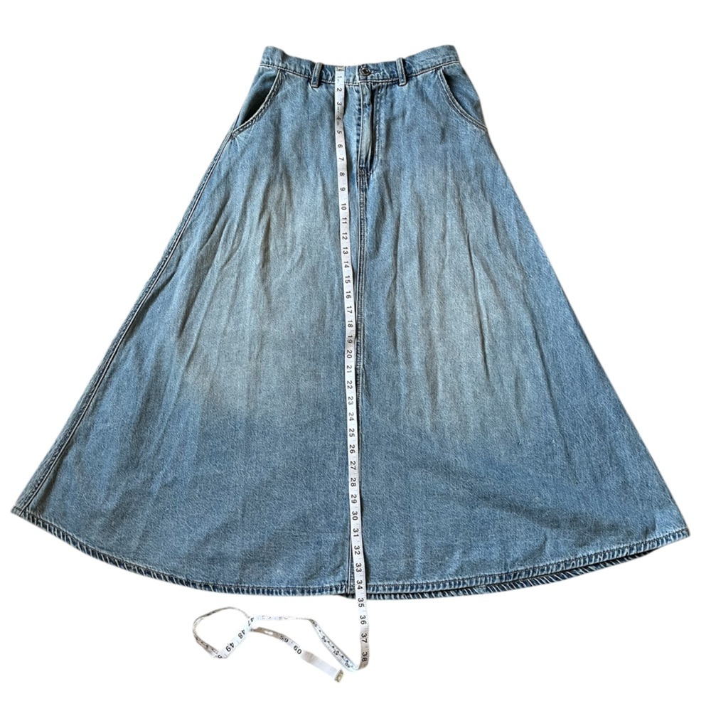 Stradivarius Blue Denim Maxi A-Line Skirt size 4 - Picture 2 of 8